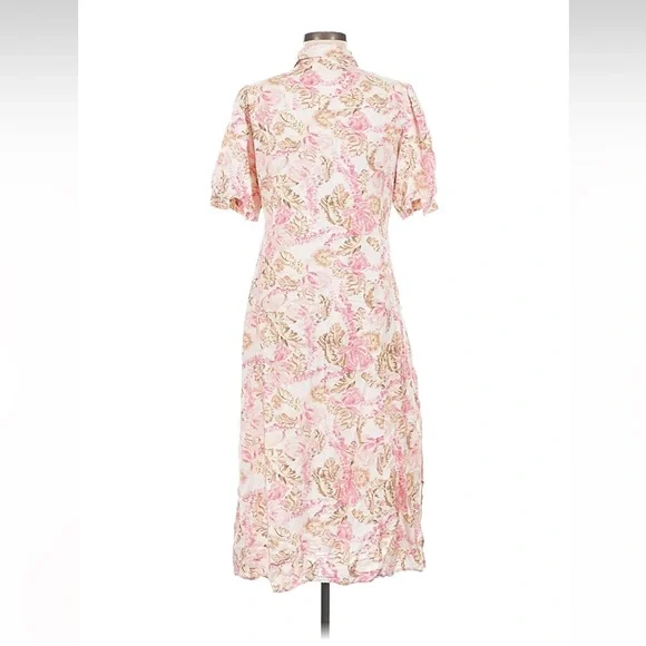 Significant Other Floral Printed Pink Puff Sleeve Midi Dress - Picture 9 of 10